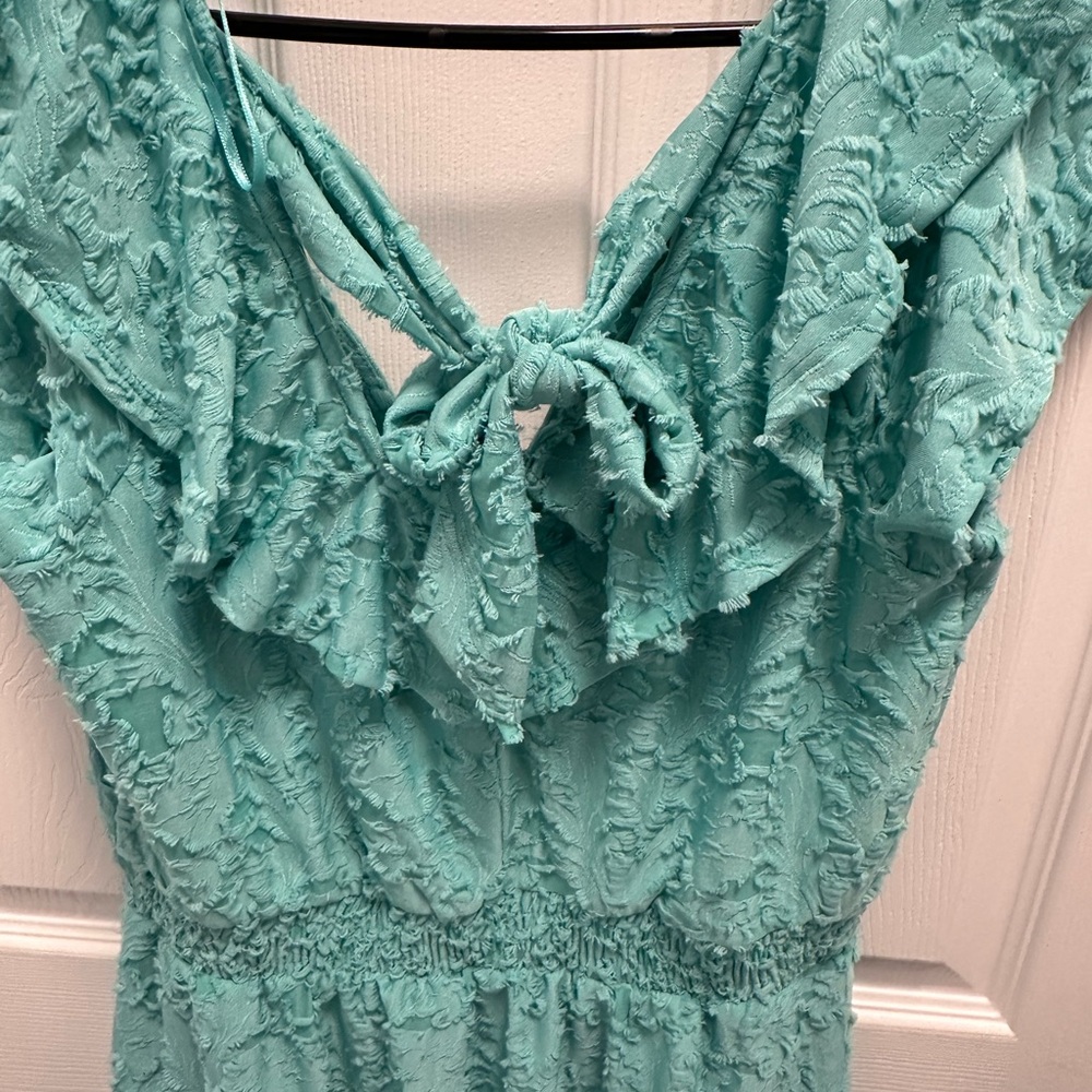 Turquoise Textured Dress - Picture 3 of 4